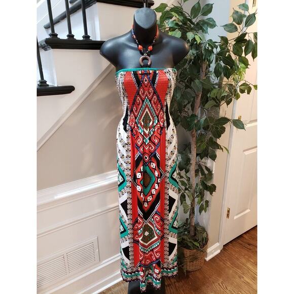 Petite Magic Women's Multicolor Polyester Off The Shoulder Long Maxi Dress PXL - Picture 1 of 11